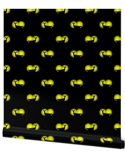 Deer Caught in Headlights- Bright Yellow Eyes in the Dark Wallpaper