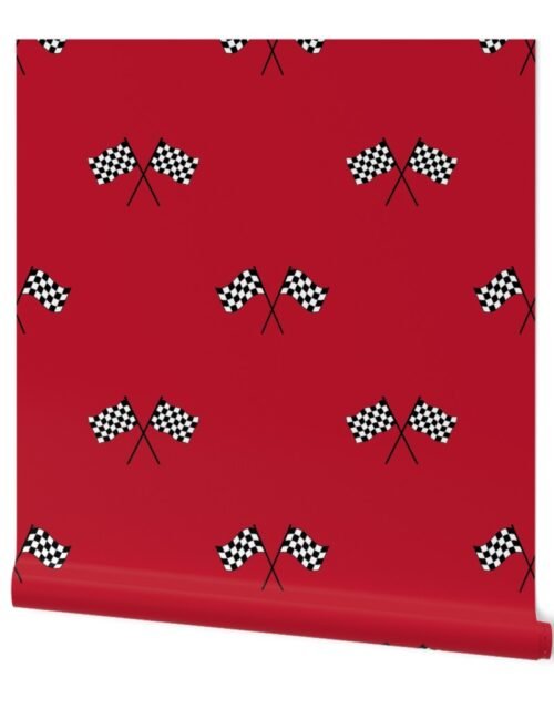 Black  Classic Chequered Flags on Racing Car Wallpaper