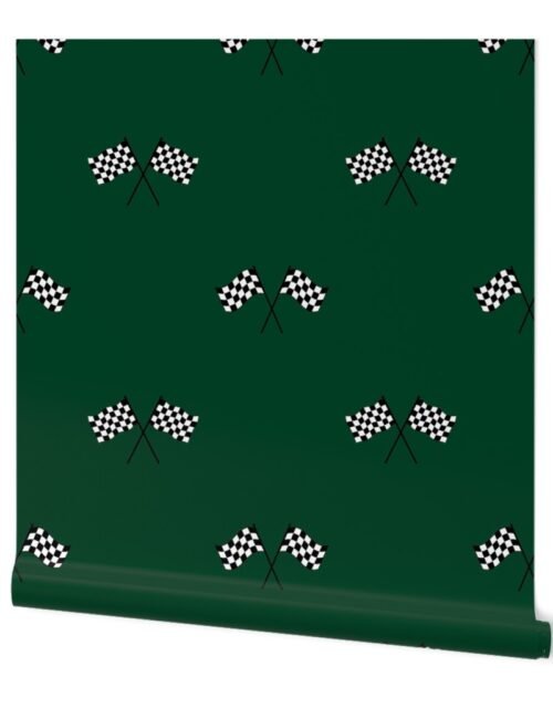 Black Classic Chequered Flags on Racing Car Wallpaper