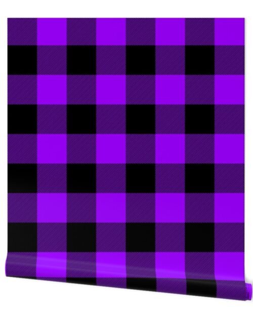 Large Bright Purple Rustic Cowboy Cabin Buffalo Check Plaid 4 inch Wallpaper