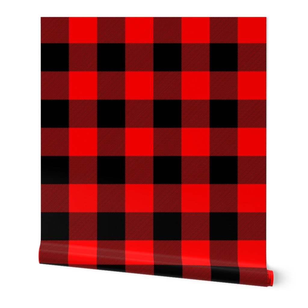 Large Bright Red Rustic Cowboy Cabin Buffalo Check Plaid 4 inch Wallpaper Large Bright Red Rustic Cowboy Cabin Buffalo Check Plaid 4 inch Wallpaper