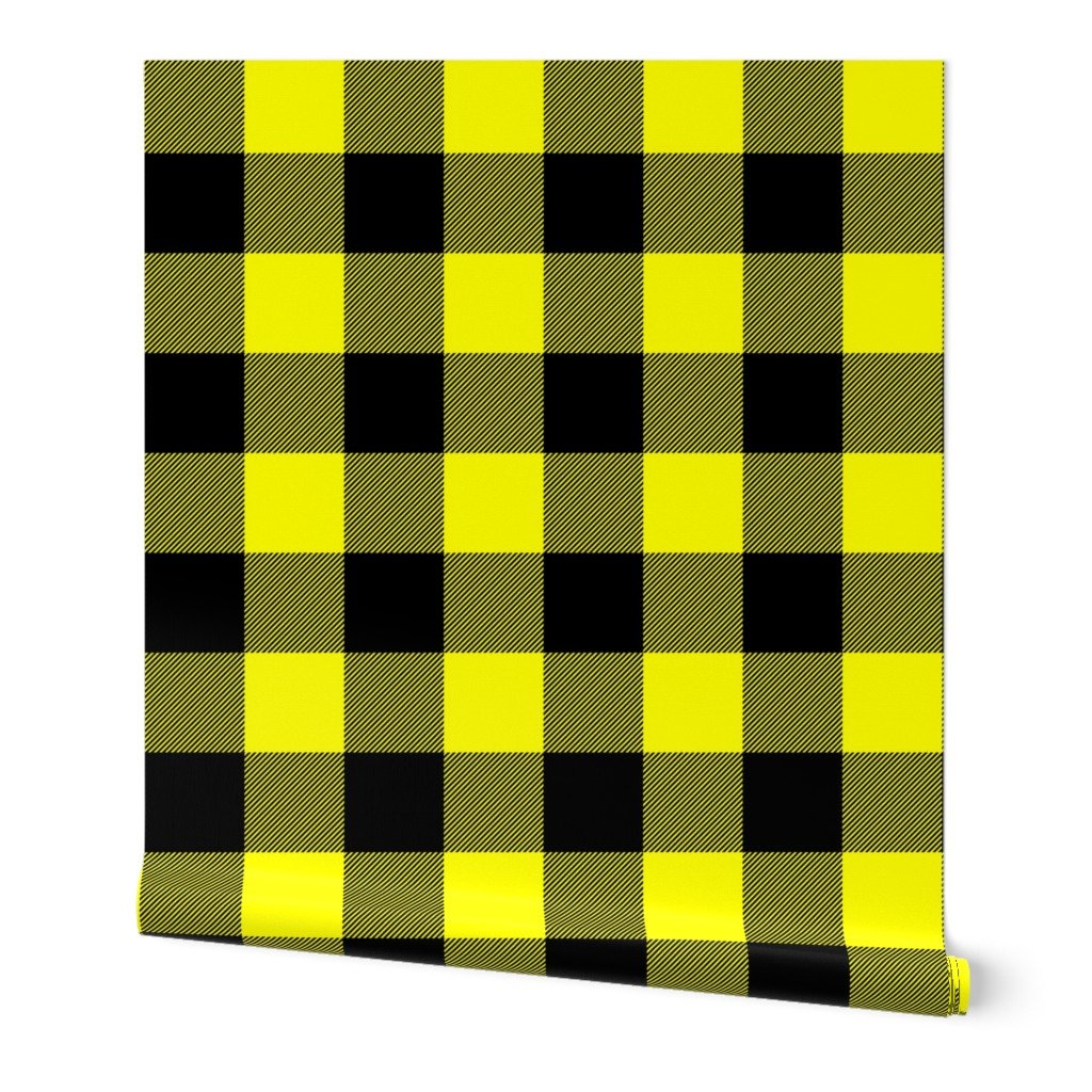 Large Bright Yellow Rustic Cowboy Cabin Buffalo Check Plaid 4 inch Wallpaper Large Bright Yellow Rustic Cowboy Cabin Buffalo Check Plaid 4 inch Wallpaper