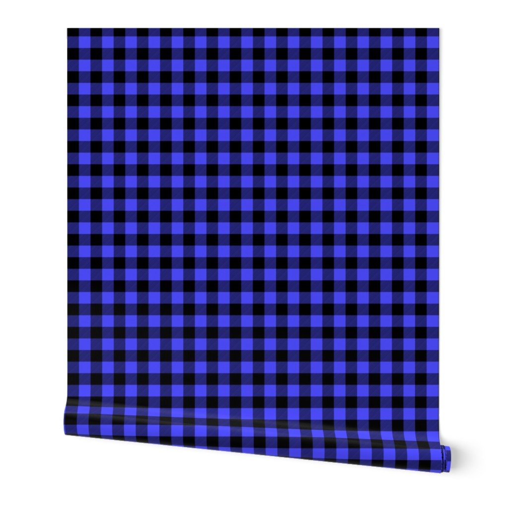 Small Bright Blue Rustic Cowboy Cabin Buffalo Check Plaid 1 inch Wallpaper Small Bright Blue Rustic Cowboy Cabin Buffalo Check Plaid 1 inch Wallpaper