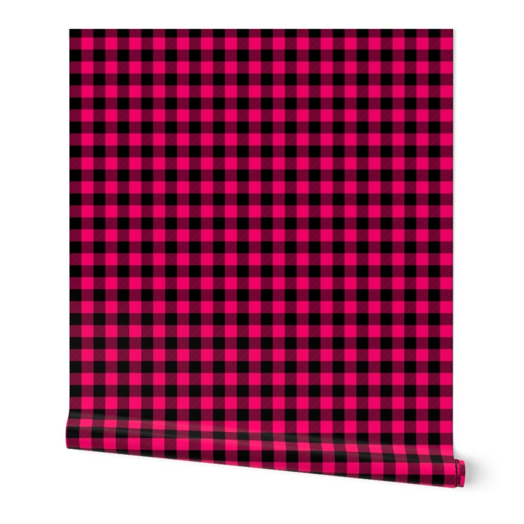 Small Bright Pink Rustic Cowboy Cabin Buffalo Check Plaid 1 inch Wallpaper Small Bright Pink Rustic Cowboy Cabin Buffalo Check Plaid 1 inch Wallpaper