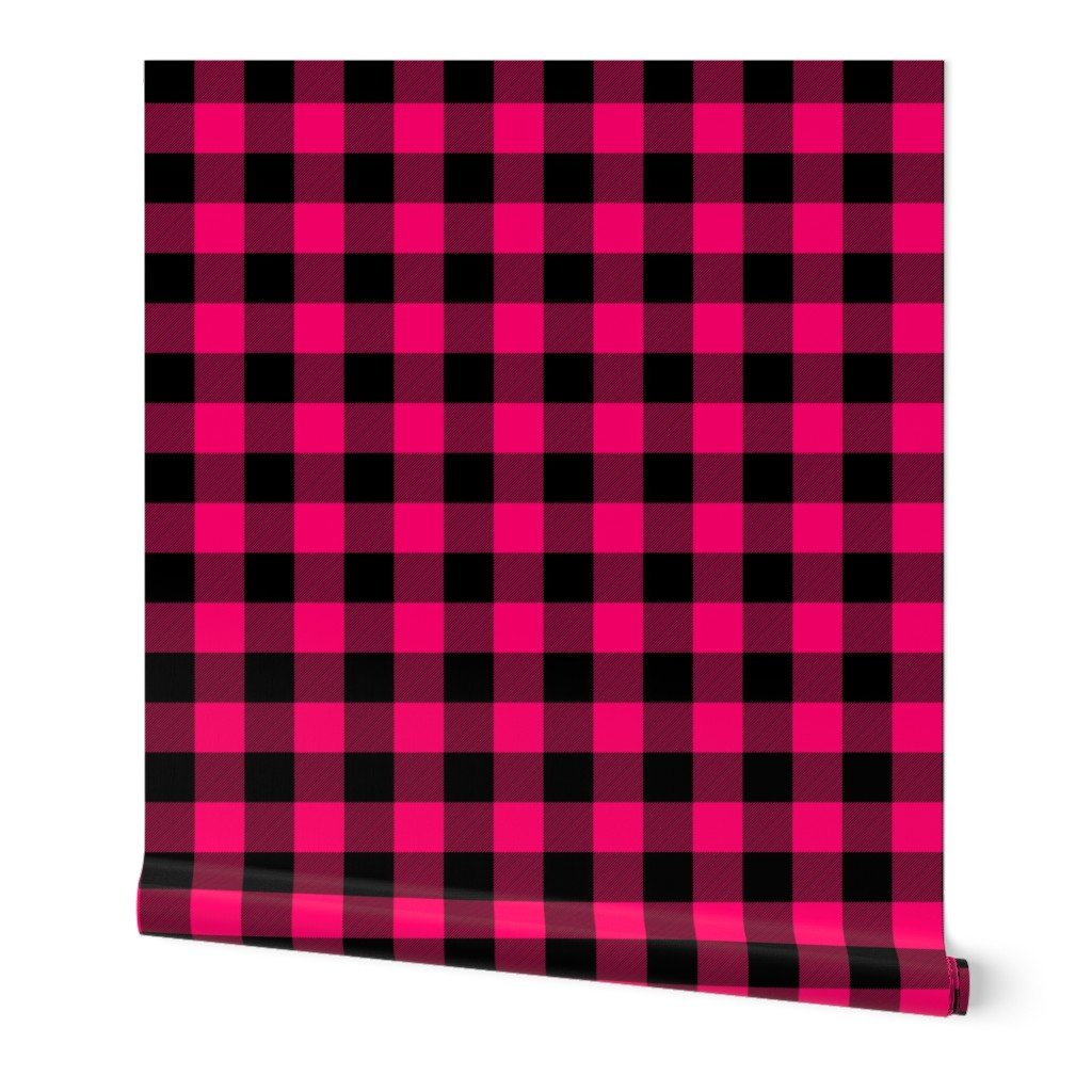 Medium Bright Pink Rustic Cowboy Cabin Buffalo Check Plaid 2 inch Wallpaper Medium Bright Pink Rustic Cowboy Cabin Buffalo Check Plaid 2 inch Wallpaper