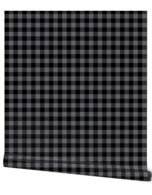 Small Quiet Shade Grey Rustic Cowboy Cabin Buffalo Check Plaid 1 inch Wallpaper