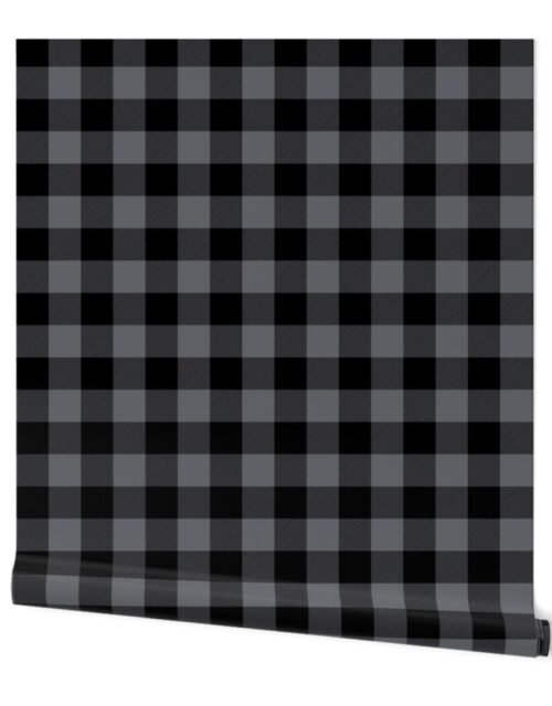 Medium Quiet Shade Grey Rustic Cowboy Cabin Buffalo Check Plaid 2 inch Wallpaper