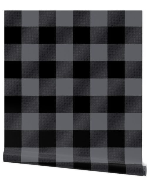 Large Quiet Shade Grey Rustic Cowboy Cabin Buffalo Check Plaid 4 inch Wallpaper