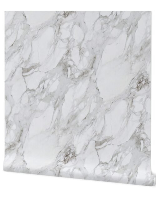 White Natural Marble  - Natural Grey Veined Stone Wallpaper