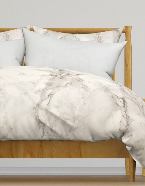 Classic Beige and White Marble Natural Stone Veining Quartz Duvet Cover