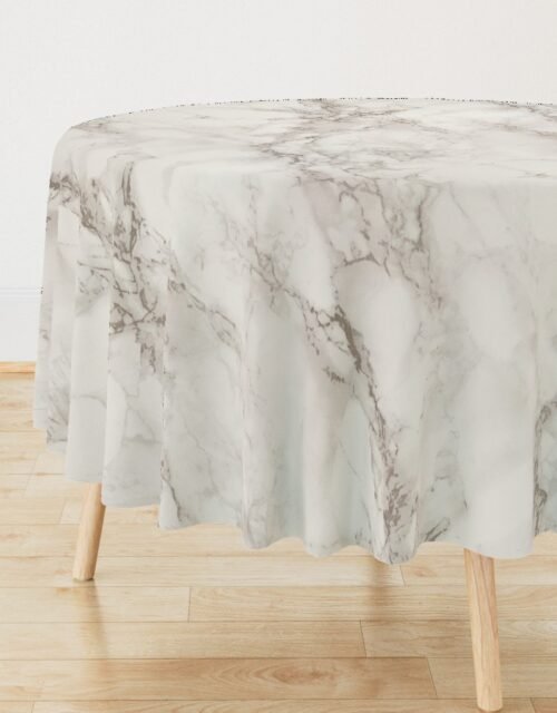 Classic Beige and White Marble Natural Stone Veining Quartz Round Tablecloth
