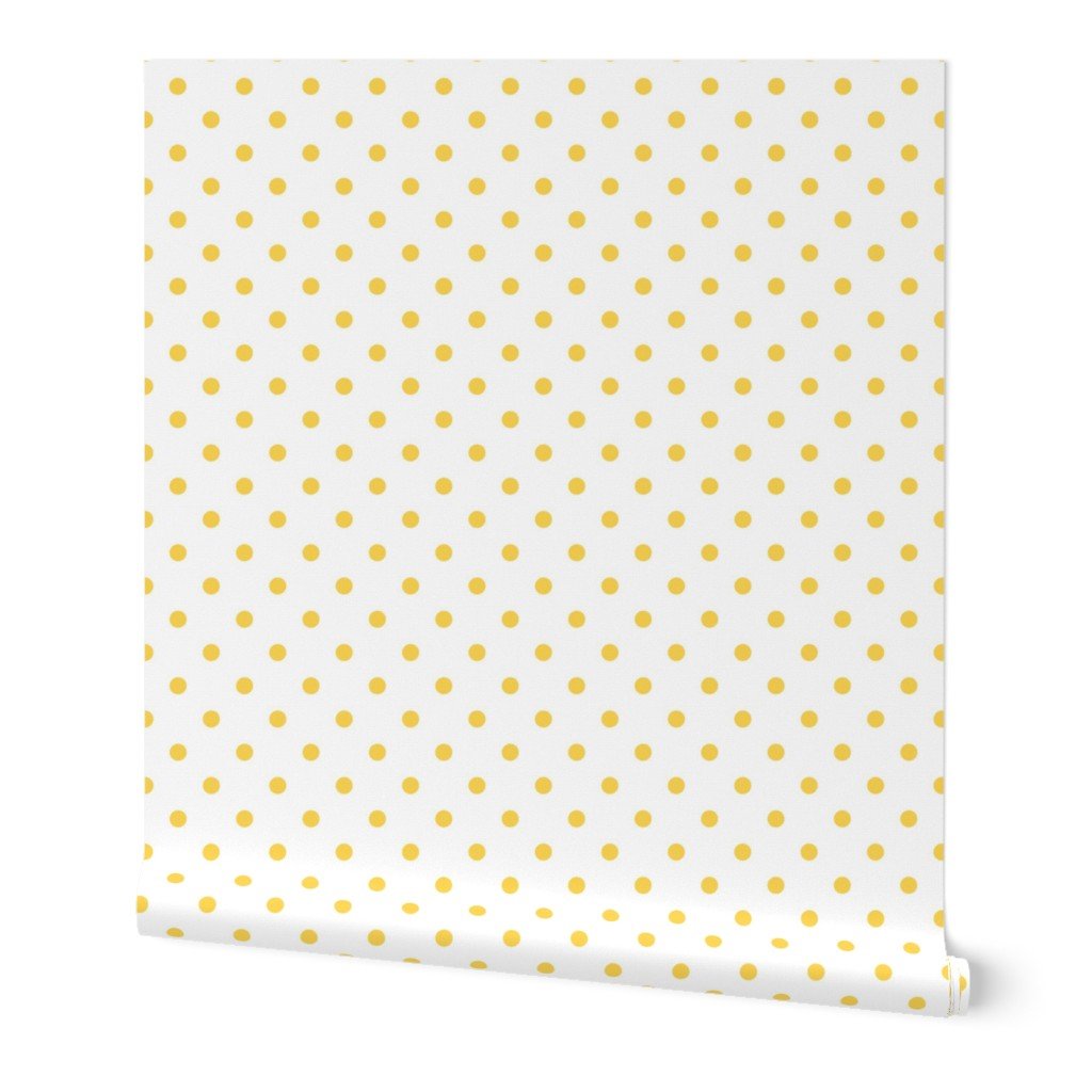Classic Yellow on White Polka Dots 2 inch Wallpaper Classic Yellow on White Polka Dots 2 inch Wallpaper