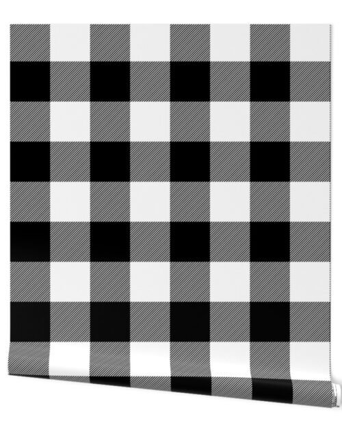 Jumbo Black and White Rustic Cowboy Cabin Buffalo Check Plaid 5 inch Wallpaper