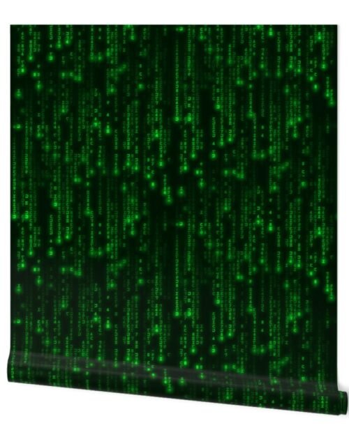 Bright Neon Green Digital Rain Computer Code Wallpaper