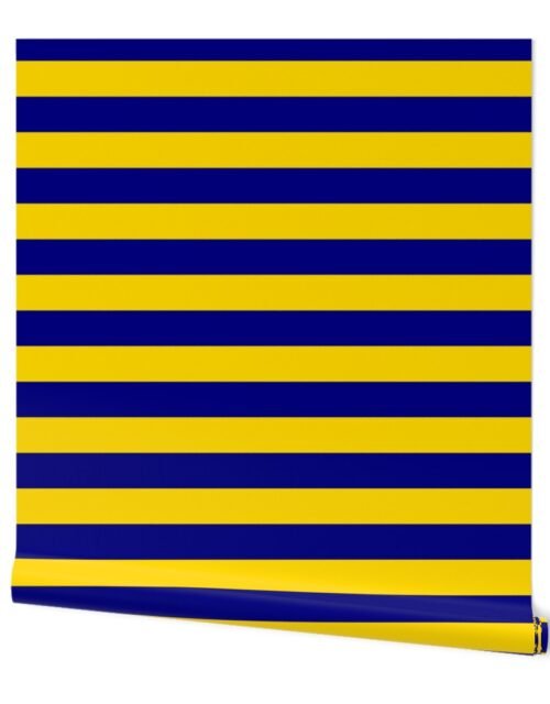 California Blue and Gold Horizontal Stripes Wallpaper
