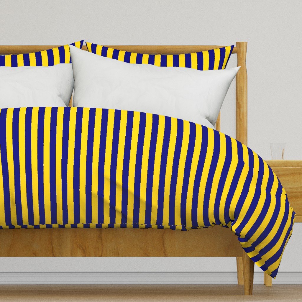 California Blue and Gold Vertical 1 inch Stripes Duvet Cover California Blue and Gold Vertical 1 inch Stripes Duvet Cover