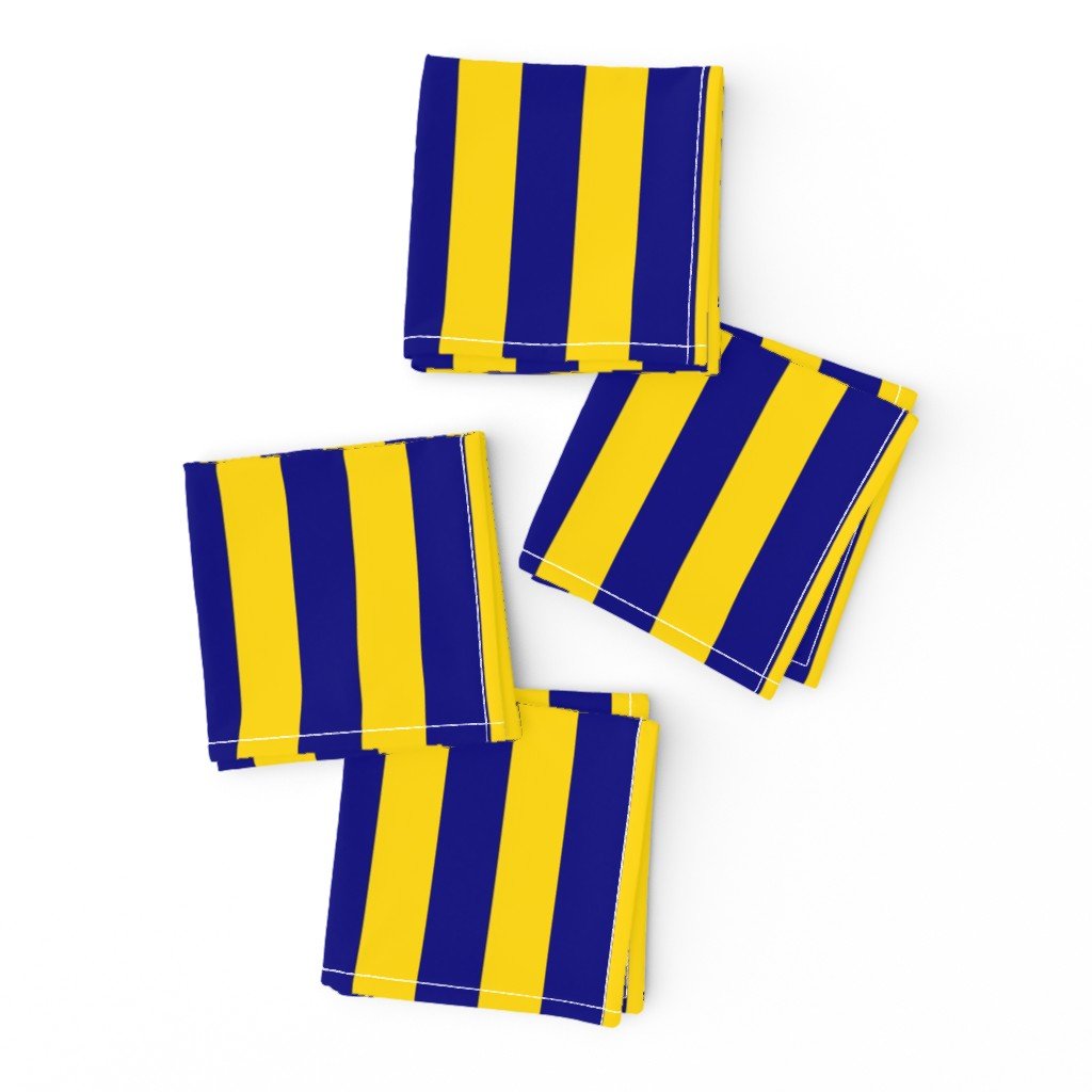 California Blue and Gold Vertical 1 inch Stripes Cocktail Napkins California Blue and Gold Vertical 1 inch Stripes Cocktail Napkins