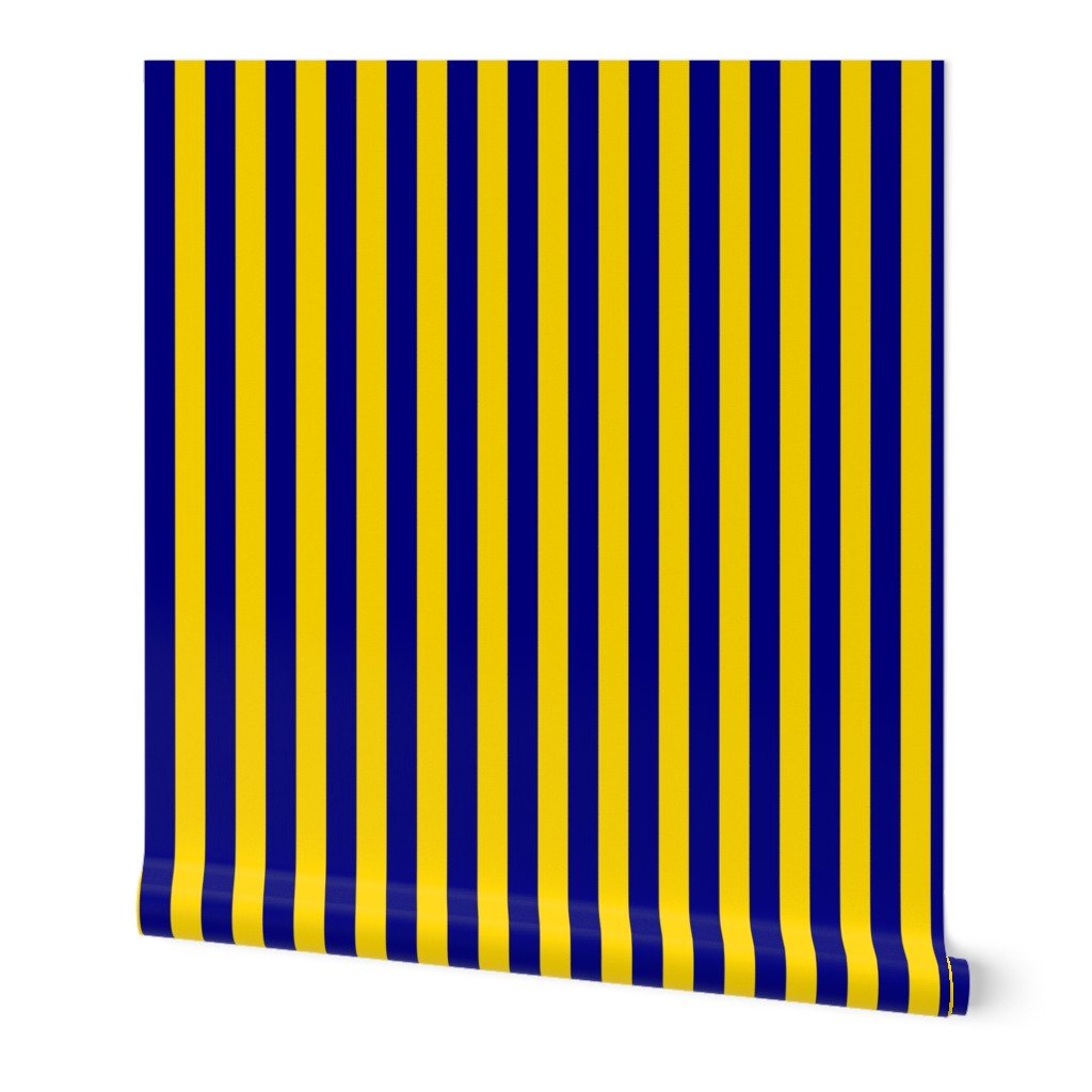 California Blue and Gold Vertical 1 inch Stripes Wallpaper California Blue and Gold Vertical 1 inch Stripes Wallpaper
