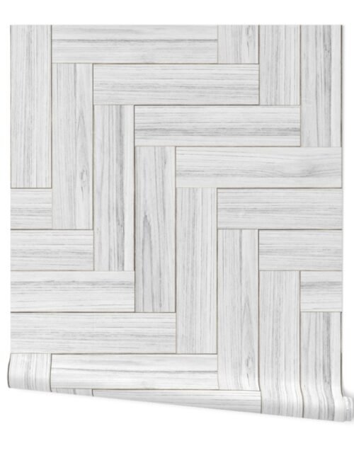Whitewashed Geometric Herringbone 3 inch Wallpaper