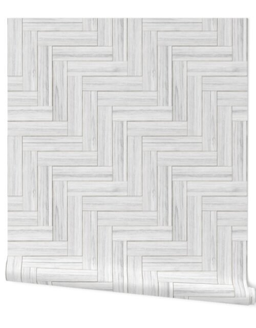 Whitewashed Geometric Herringbone 2 inch Wallpaper