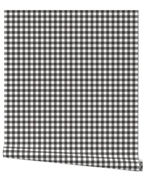 Graphite Color Classic Small Half Inch Gingham Check Tartan Plaid Wallpaper