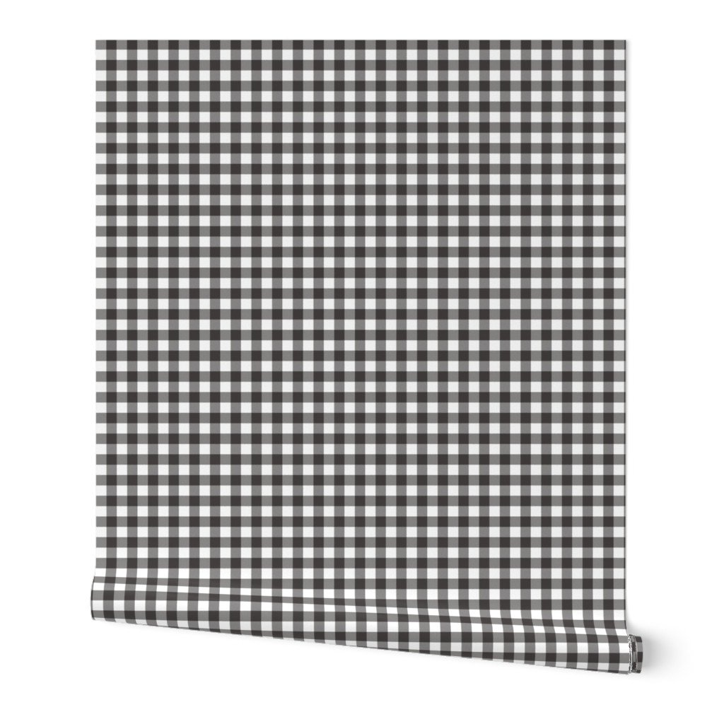 Graphite Color Classic Small Half Inch Gingham Check Tartan Plaid Wallpaper Graphite Color Classic Small Half Inch Gingham Check Tartan Plaid Wallpaper