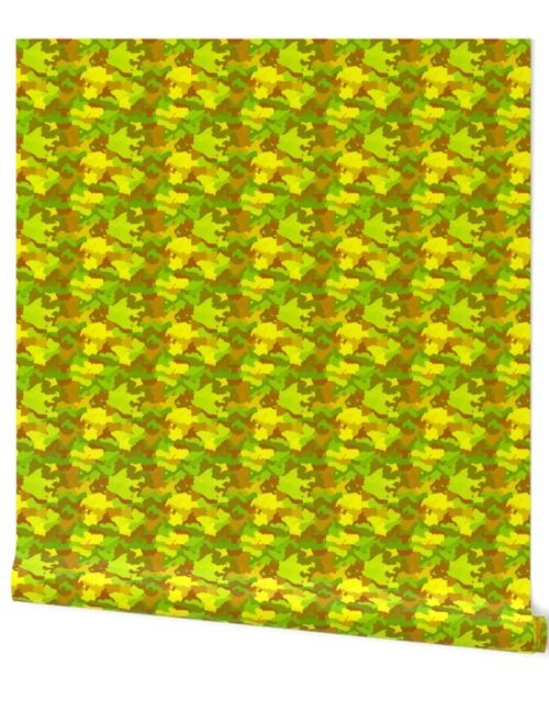 Micro 1/6 Doll Size Yellow and Green Tropical Rainforest Camo Camouflage Wallpaper