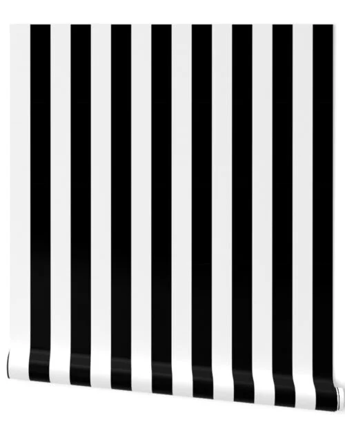 Licorice Black and White 2" Stripes REVERSED Wallpaper