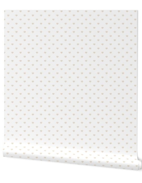 Mini Natural Color Valentines Polkadot Love Hearts on White Background Wallpaper