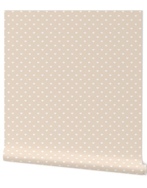 Mini White Valentines Polkadot Love Hearts on Natural Background Wallpaper
