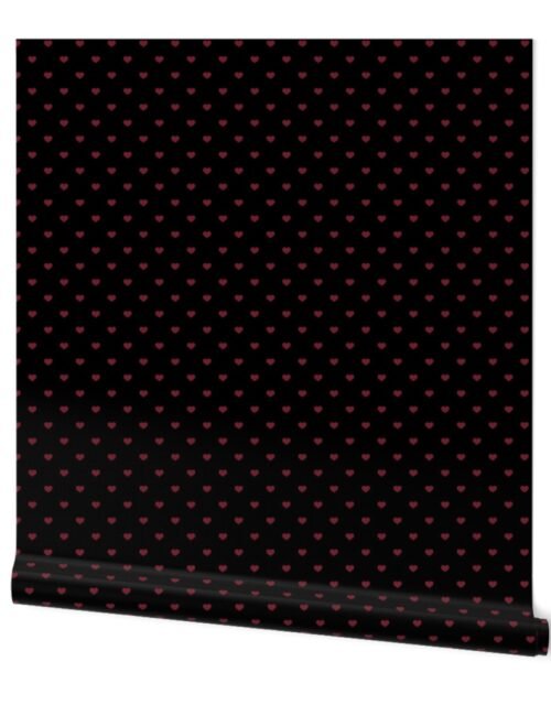 Mini Wine Color Valentines Polkadot Love Hearts on Black Background Wallpaper