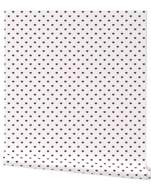 Mini Wine Color Valentines Polkadot Love Hearts on White Background Wallpaper
