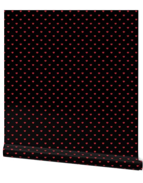 Mini Poppy Red Valentines Polkadot Love Hearts on Black Background Wallpaper