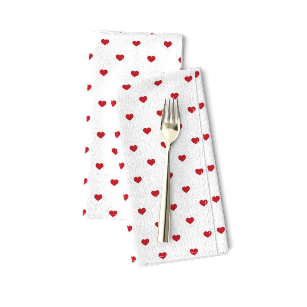 Mini Poppy Red Valentines Polkadot Love Hearts on White Background Dinner Napkins Mini Poppy Red Valentines Polkadot Love Hearts on White Background Dinner Napkins