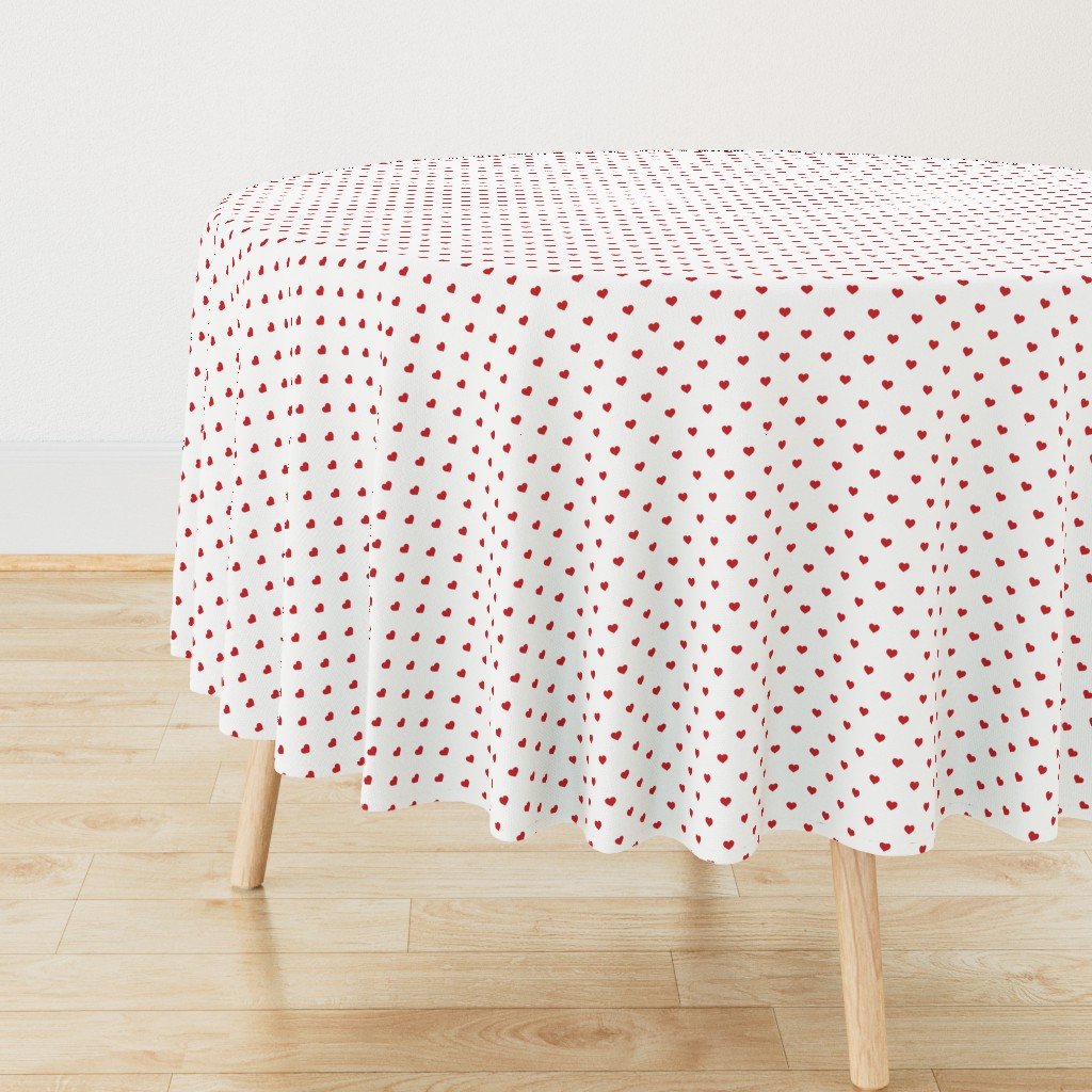 Mini Poppy Red Valentines Polkadot Love Hearts on White Background Round Tablecloth Mini Poppy Red Valentines Polkadot Love Hearts on White Background Round Tablecloth
