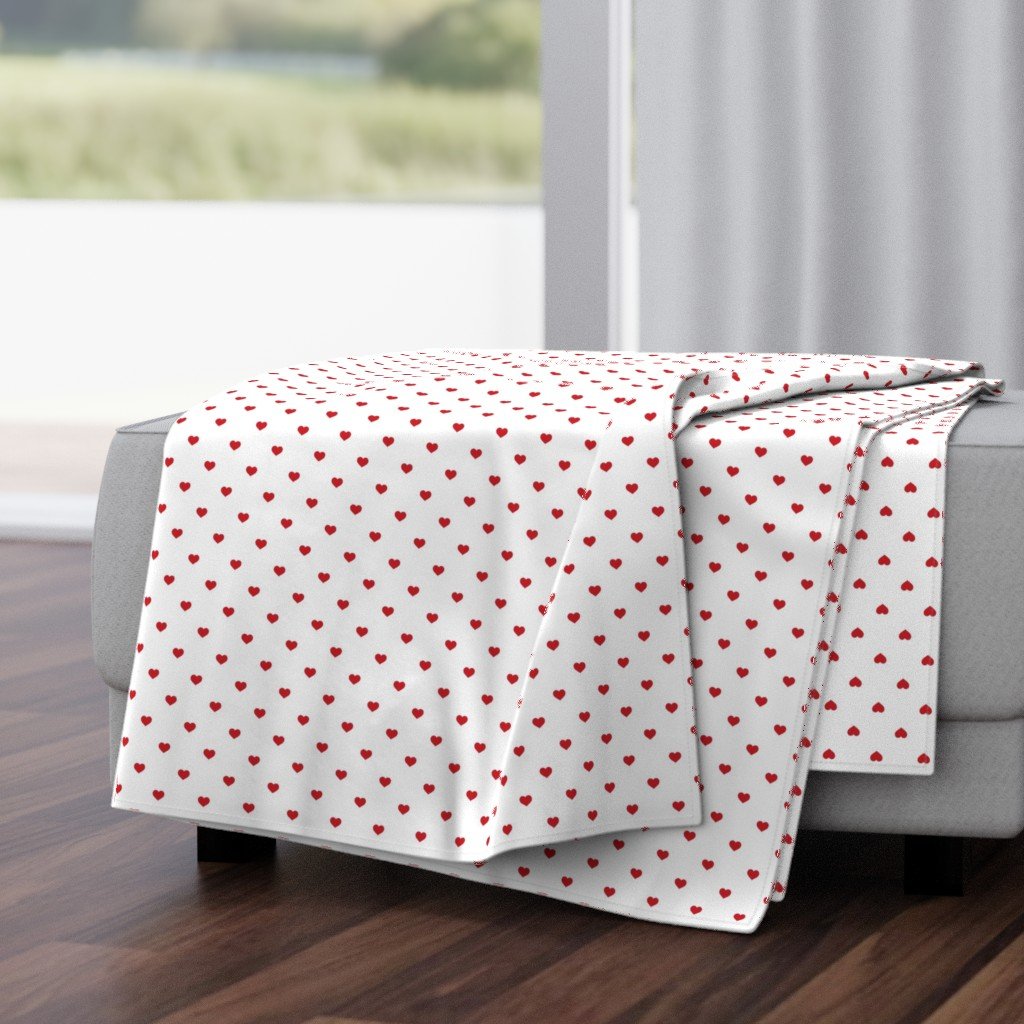 Mini Poppy Red Valentines Polkadot Love Hearts on White Background Throw Blanket Mini Poppy Red Valentines Polkadot Love Hearts on White Background Throw Blanket