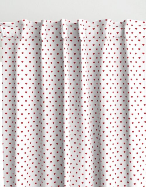 Mini Poppy Red Valentines Polkadot Love Hearts on White Background Curtains