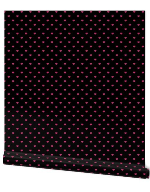 Mini Bubble Gum Color Valentines Polkadot Love Hearts on Black Background Wallpaper