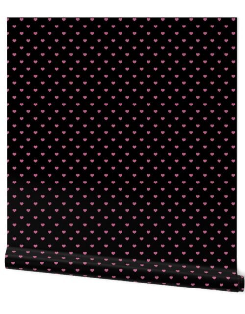 Mini Peony Color Valentines Polkadot Love Hearts on Black Background Wallpaper