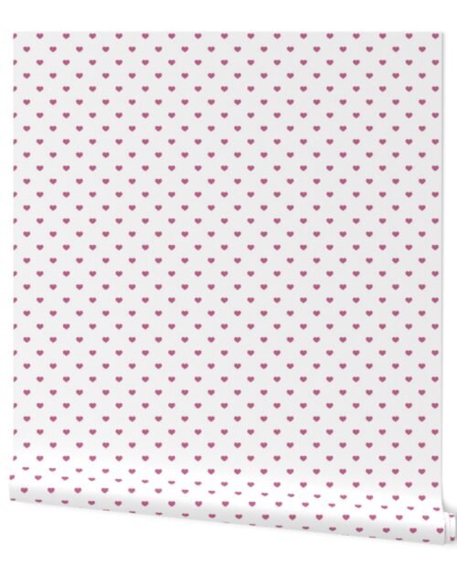 Mini Peony Color Valentines Polkadot Love Hearts on White Background Wallpaper