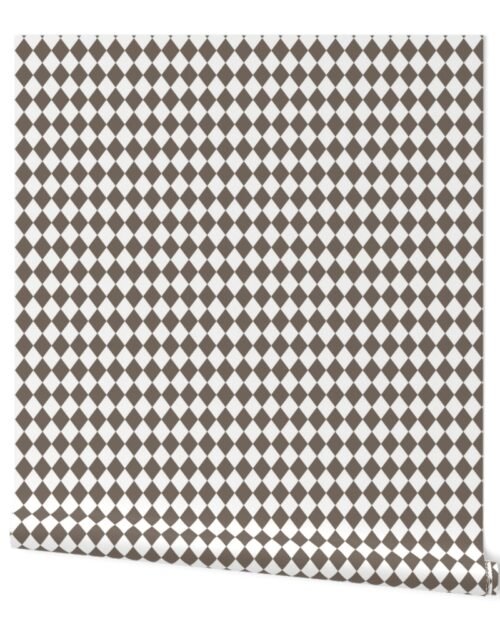 Small Bark and White Diamond Harlequin Check Pattern Wallpaper