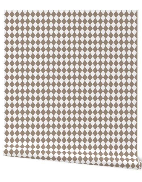Small Mushroom and White Diamond Harlequin Check Pattern Wallpaper