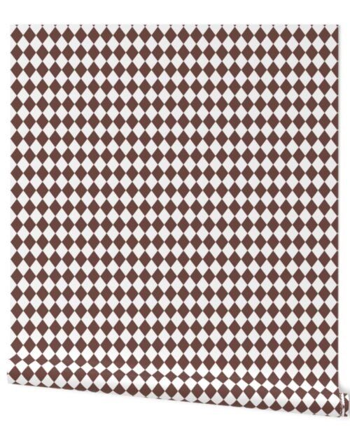 Small Cinnamon and White Diamond Harlequin Check Pattern Wallpaper