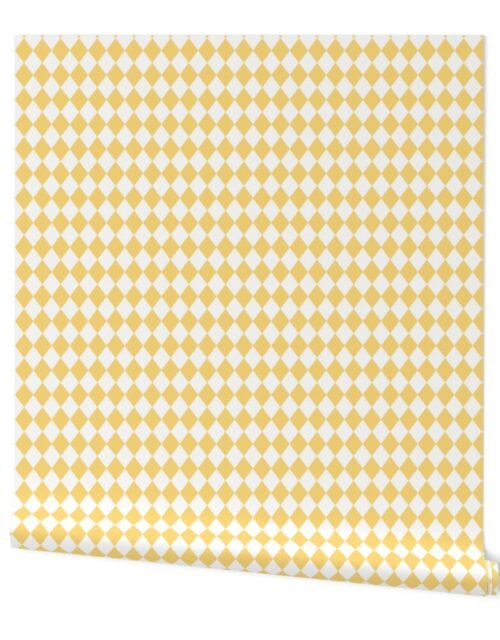 Small Butttercup and White Diamond Harlequin Check Pattern Wallpaper