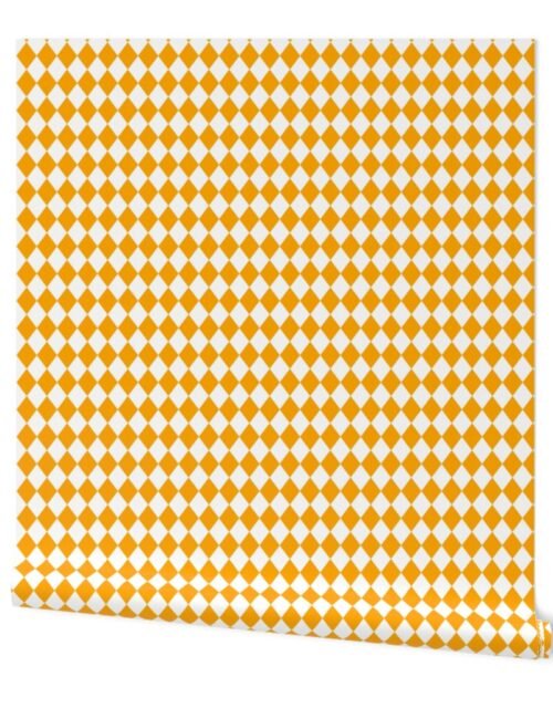 Small Marigold and White Diamond Harlequin Check Pattern Wallpaper