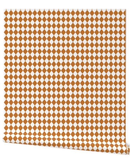 Small Desert Sun and White Diamond Harlequin Check Pattern Wallpaper