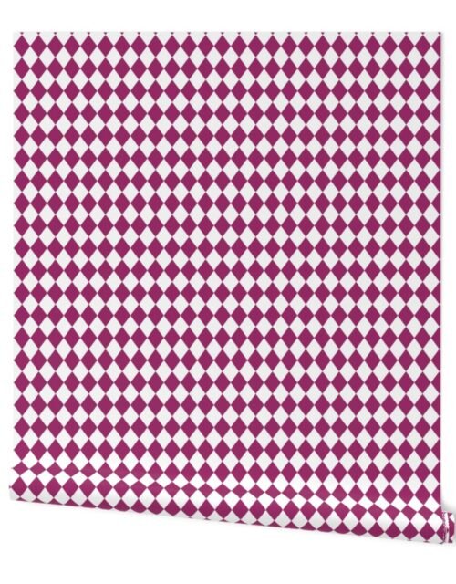 Small Berry and White Diamond Harlequin Check Pattern Wallpaper