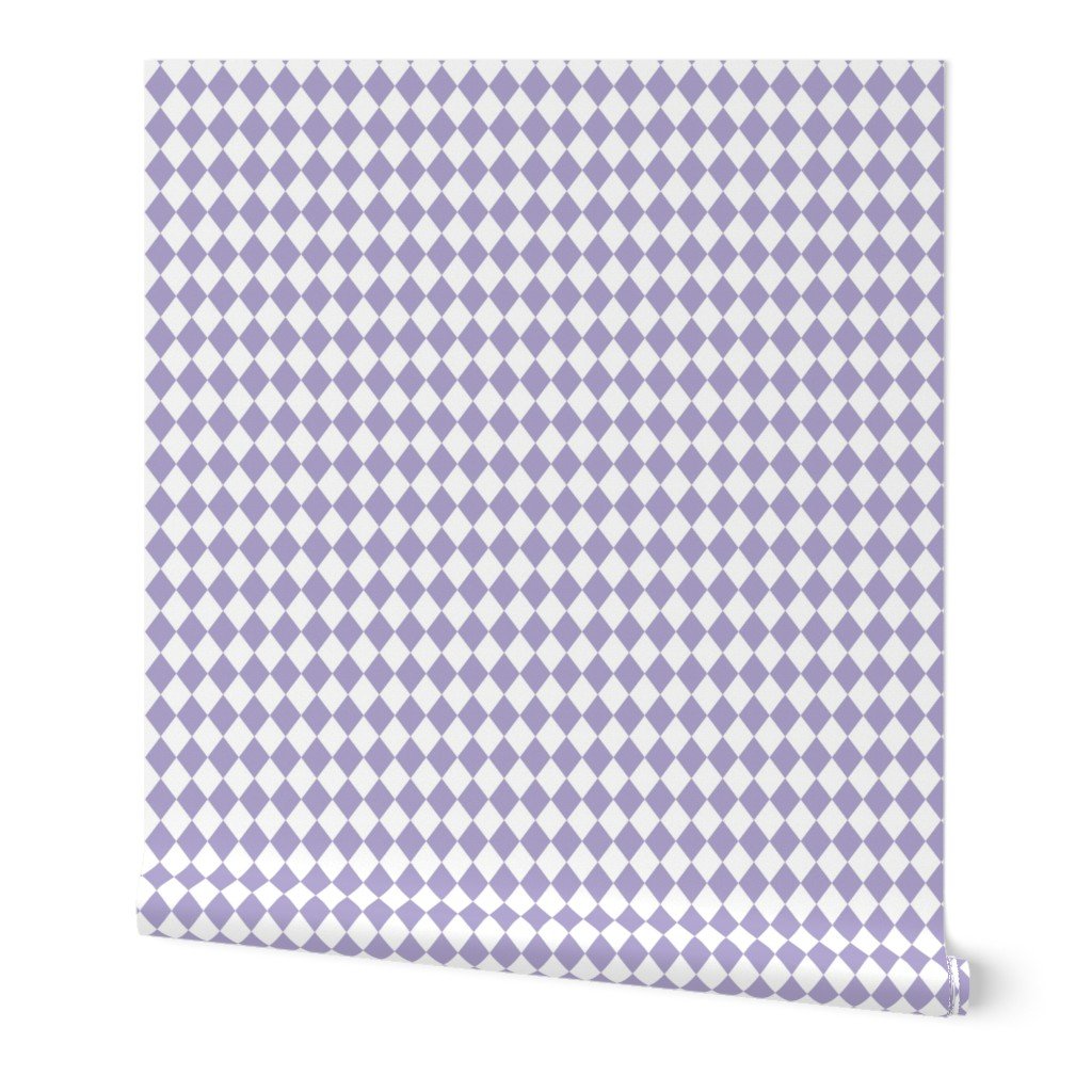 Small Lilac and White Diamond Harlequin Check Pattern Wallpaper Small Lilac and White Diamond Harlequin Check Pattern Wallpaper
