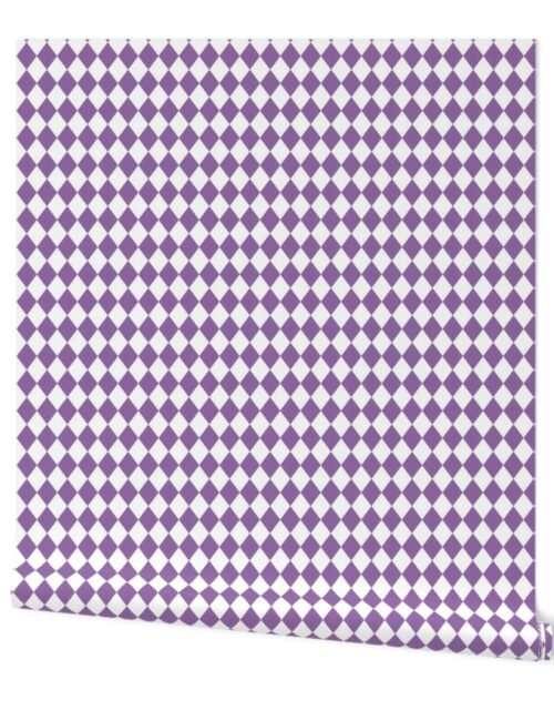 Small Orchid and White Diamond Harlequin Check Pattern Wallpaper