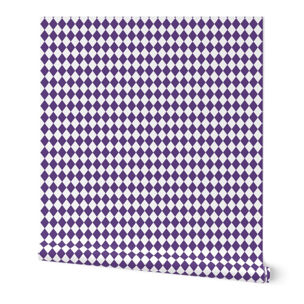 Small Grape and White Diamond Harlequin Check Pattern Wallpaper Small Grape and White Diamond Harlequin Check Pattern Wallpaper